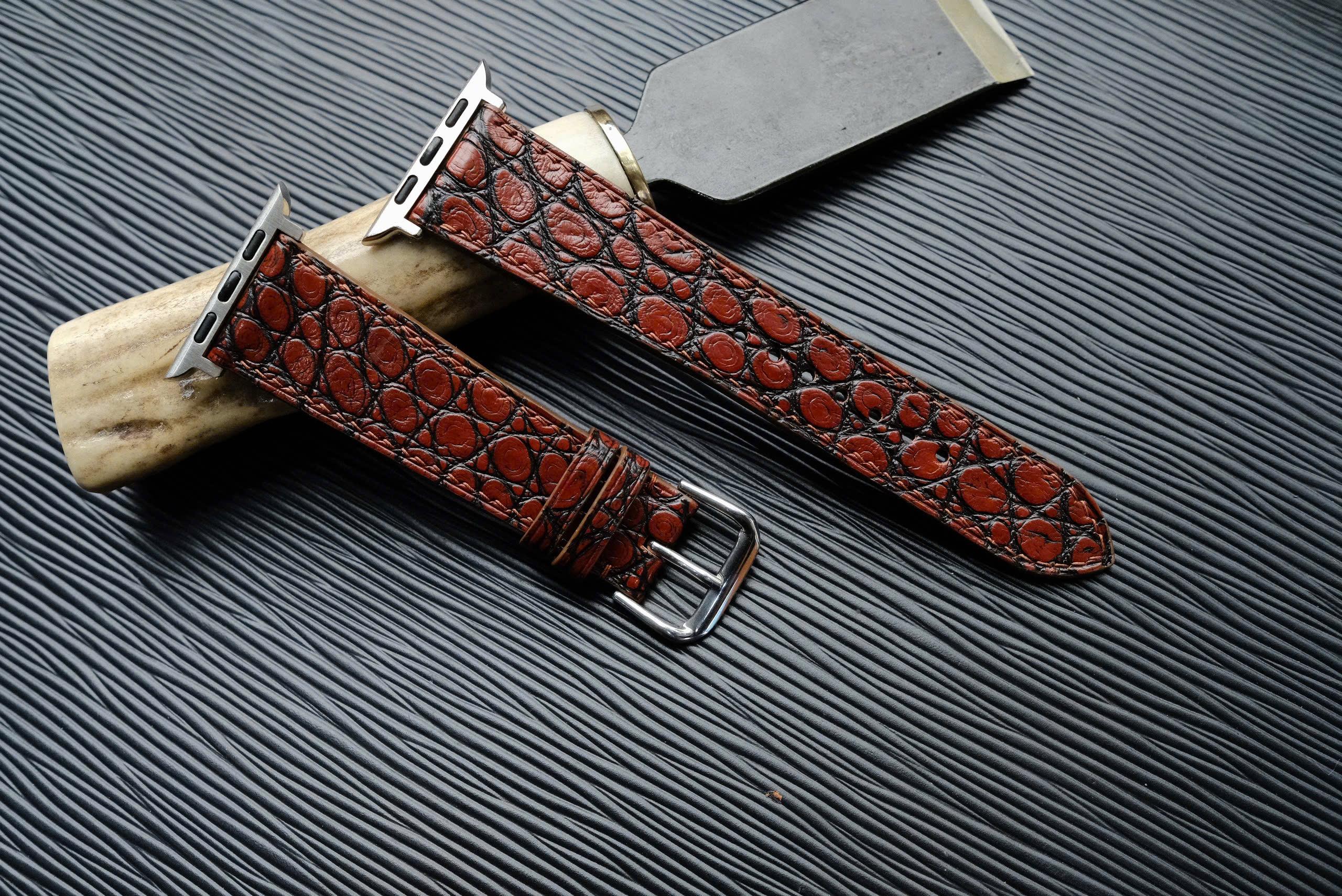 高級革時計ベルトワニ革時計ベルトアップルウォッチ時計バンド1枚目の画像